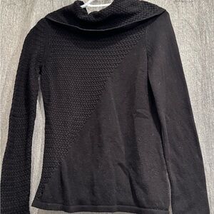 White House Black Market Black Textured Cowl Neck Sweater